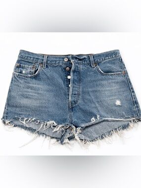 Levi’s 501 Cutoff Denim Shorts High Rise Button Fly Distressed W29 S40197